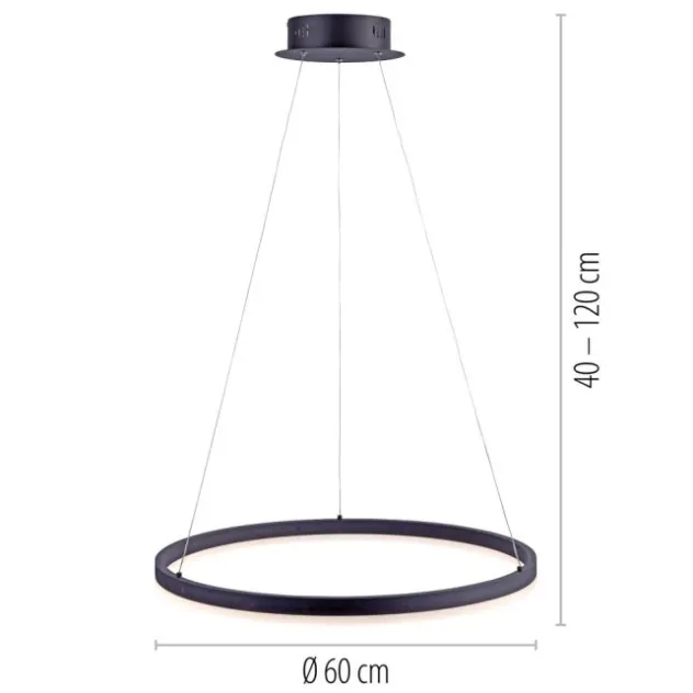 LED Pendelleuchte, anthrazit, runde Form, dimmbar, Memory Funktion, modern