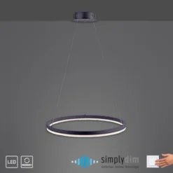 LED Pendelleuchte, anthrazit, runde Form, dimmbar, Memory Funktion, modern