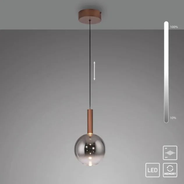 LED Pendelleuchte BOWL, braun, 1-flammig,dimmbar, höhenverstellbar