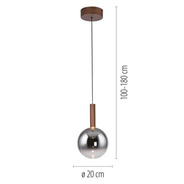 LED Pendelleuchte BOWL, braun, 1-flammig,dimmbar, höhenverstellbar