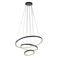 LED Pendelleuchte CERCHI, schwarz, Ringform, höhenverstellbar