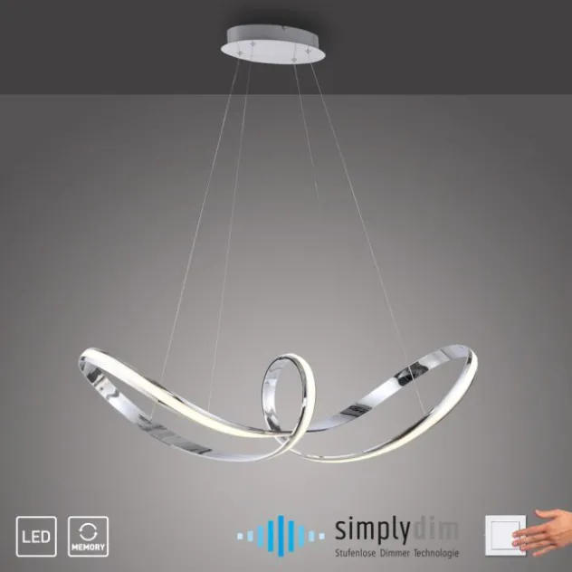 LED Pendelleuchte chrom dimmbar per Simplydim Memoryfunktion