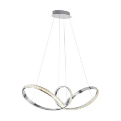 LED Pendelleuchte chrom geschwungen dimmbar Kristallabdeckung modern