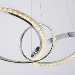 LED Pendelleuchte chrom geschwungen dimmbar Kristallabdeckung modern
