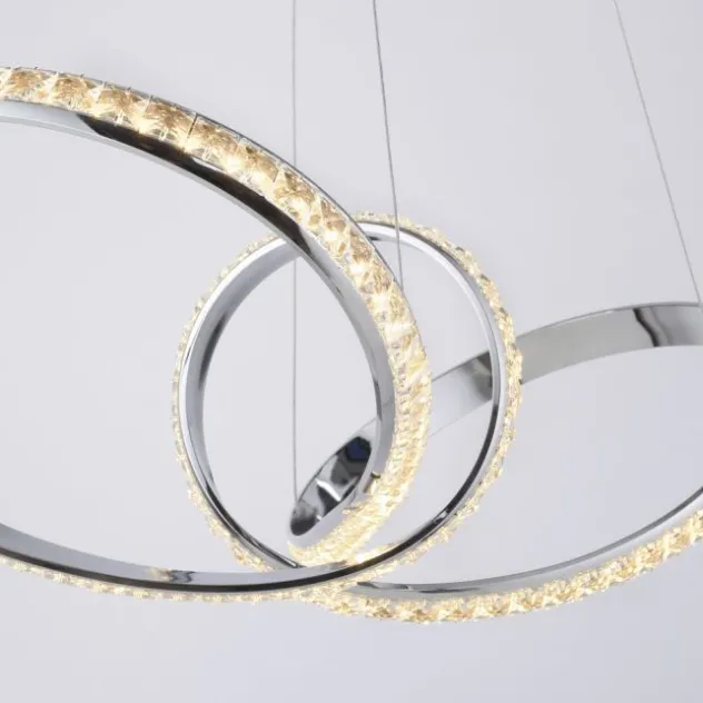 LED Pendelleuchte chrom geschwungen dimmbar Kristallabdeckung modern