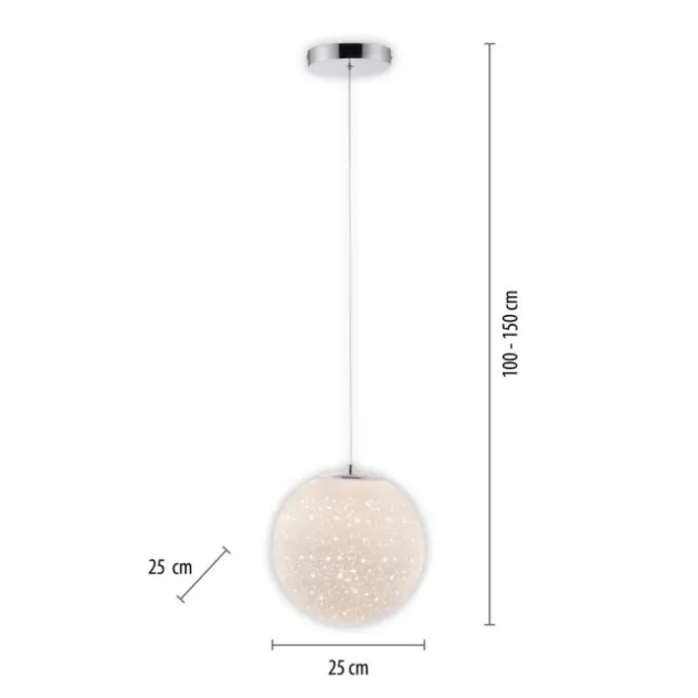 LED Pendelleuchte chrom weißes Opalglas 25cm höhenverstellbar
