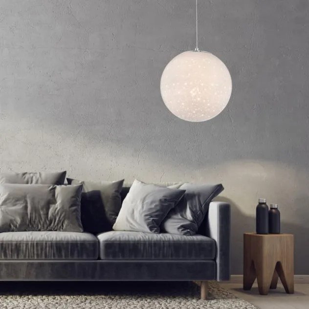 LED Pendelleuchte chrom weißes Opalglas 25cm höhenverstellbar