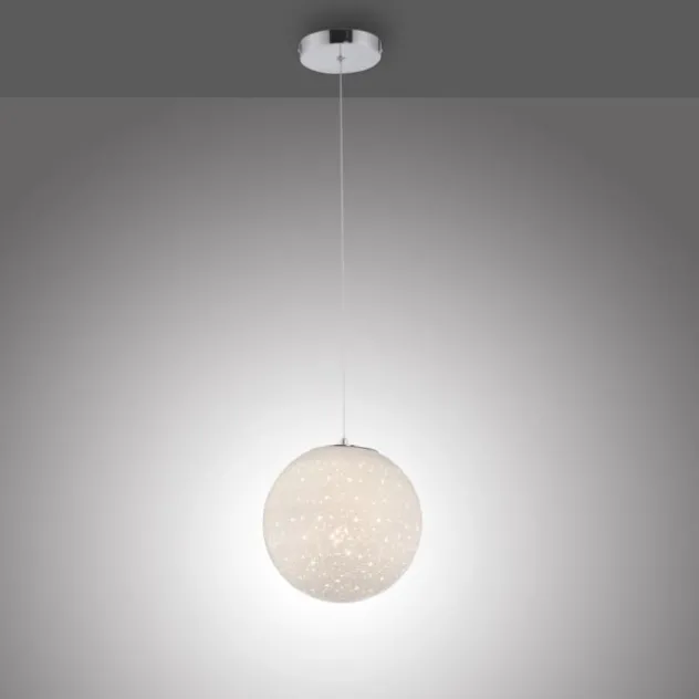 LED Pendelleuchte chrom weißes Opalglas 25cm höhenverstellbar