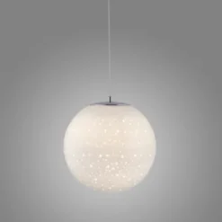 LED Pendelleuchte chrom weißes Opalglas 25cm höhenverstellbar