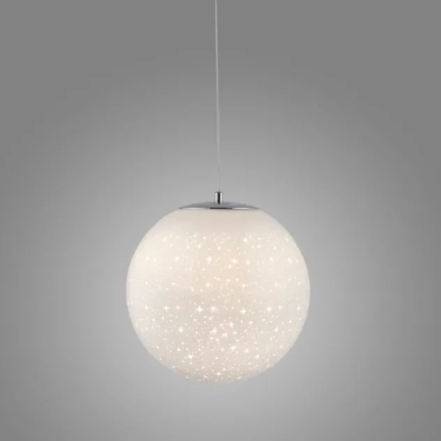 LED Pendelleuchte chrom weißes Opalglas 25cm höhenverstellbar