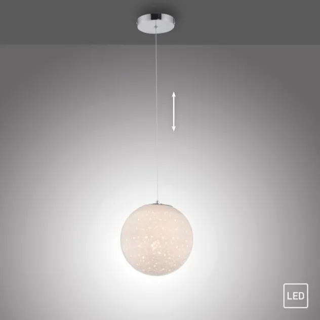 LED Pendelleuchte chrom weißes Opalglas 25cm höhenverstellbar