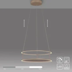 LED Pendelleuchte CONNI sandfarben, rund, Touchdimmer, Deko Tragfläche