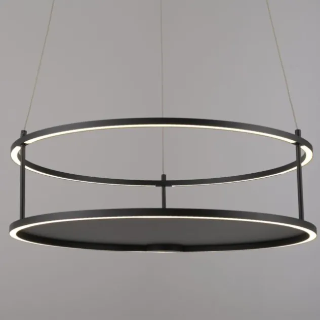 LED Pendelleuchte CONNI schwarz, rund, Touchdimmer, Deko Ablagefläche, höhenverstellbar
