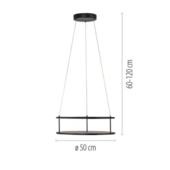 LED Pendelleuchte CONNI schwarz, rund, Touchdimmer, Deko Ablagefläche, höhenverstellbar