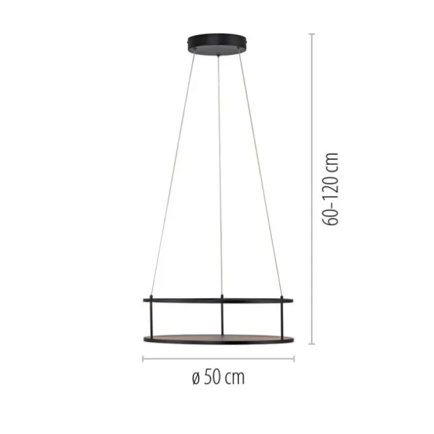 LED Pendelleuchte CONNI schwarz, rund, Touchdimmer, Deko Ablagefläche, höhenverstellbar