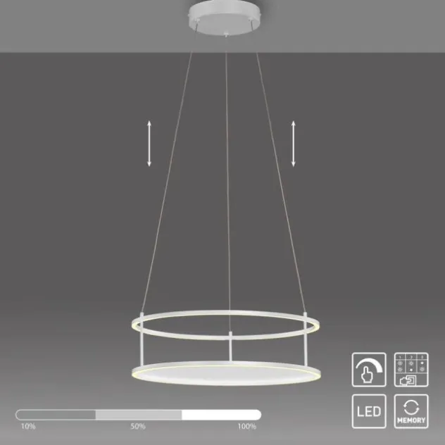 LED Pendelleuchte CONNI weiss, rund, Touchdimmer, höhenverstellbar