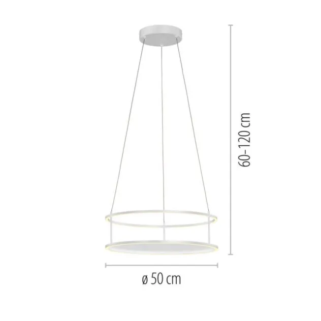 LED Pendelleuchte CONNI weiss, rund, Touchdimmer, höhenverstellbar