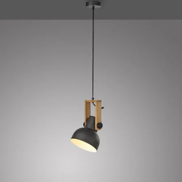 LED Pendelleuchte D=16cm 1 flammig Akazienholz höhenverstellbar