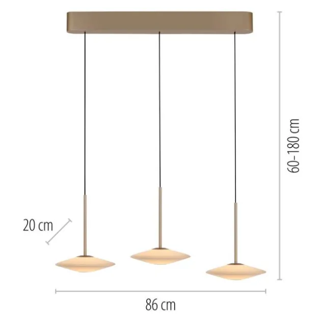 LED Pendelleuchte ELIPSA, bronce, Tronicdimmer, Comfort-Lift