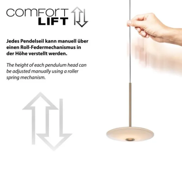 LED Pendelleuchte ELIPSA, bronce, Tronicdimmer, Comfort-Lift