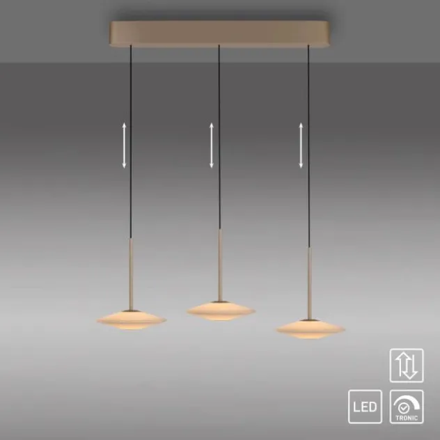 LED Pendelleuchte ELIPSA, bronce, Tronicdimmer, Comfort-Lift