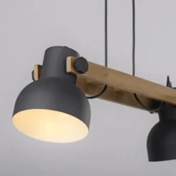 LED Pendelleuchte 2 flammig Akazienholz höhenverstellbar Industrial