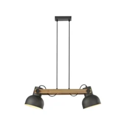 LED Pendelleuchte 2 flammig Akazienholz höhenverstellbar Industrial