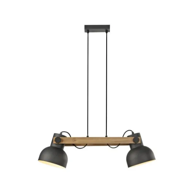LED Pendelleuchte 2 flammig Akazienholz höhenverstellbar Industrial