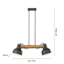 LED Pendelleuchte 2 flammig Akazienholz höhenverstellbar Industrial