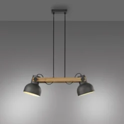 LED Pendelleuchte 2 flammig Akazienholz höhenverstellbar Industrial