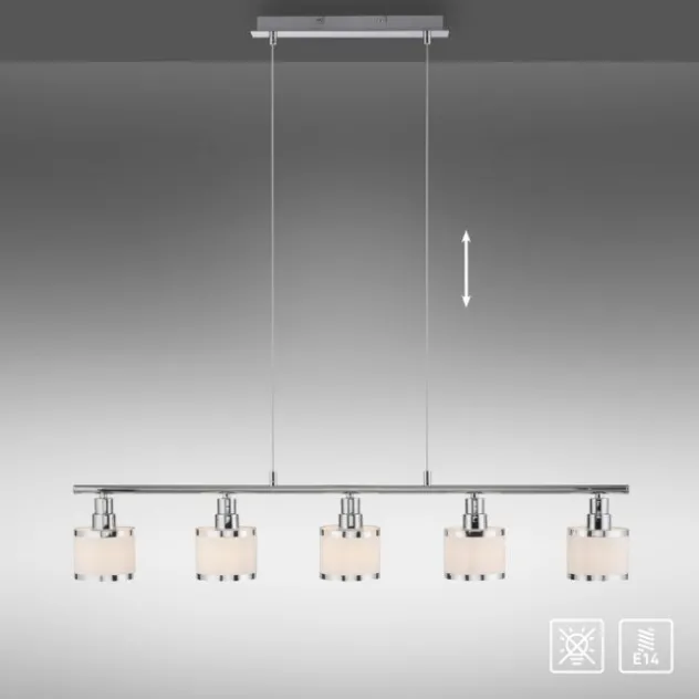 LED Pendelleuchte 5 flammig chrom glänzend Esszimmerlampe