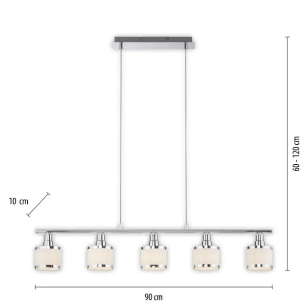 LED Pendelleuchte 5 flammig chrom glänzend Esszimmerlampe