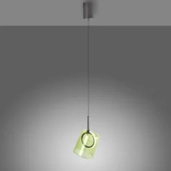 LED Pendelleuchte 1 flammig Metallfarbe Kaffee-grün höhenverstellbar