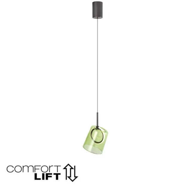 LED Pendelleuchte 1 flammig Metallfarbe Kaffee-grün höhenverstellbar