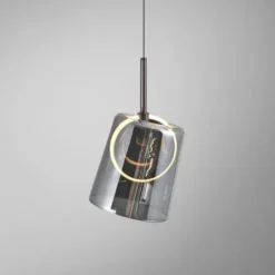 LED Pendelleuchte 1 flammig Metallfarbe Kaffee-Rauchfarben Lift