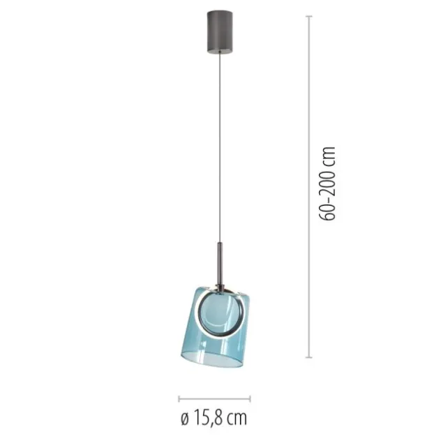 LED Pendelleuchte 1 flammig Metallfarbe Kaffee-blau höhenverstellbar