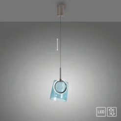 LED Pendelleuchte 1 flammig Metallfarbe Kaffee-blau höhenverstellbar