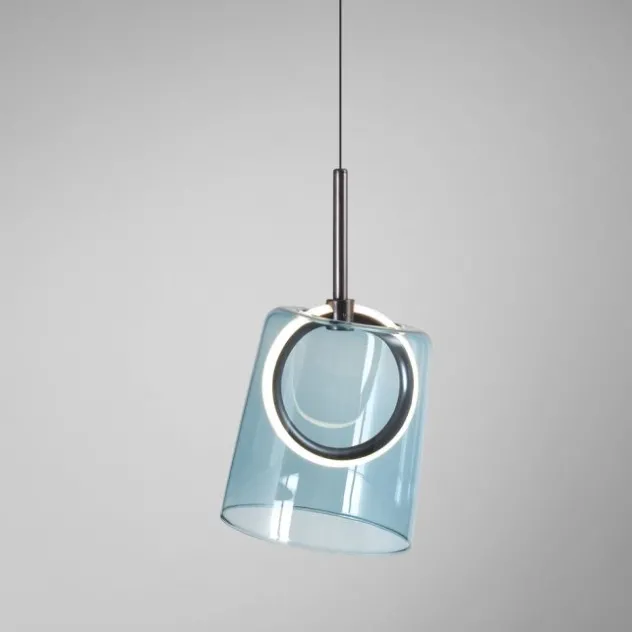 LED Pendelleuchte 1 flammig Metallfarbe Kaffee-blau höhenverstellbar