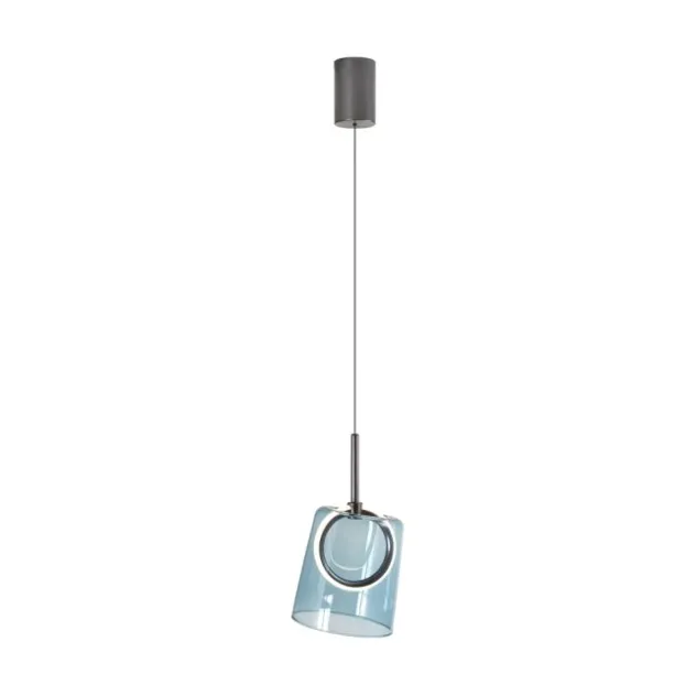 LED Pendelleuchte 1 flammig Metallfarbe Kaffee-blau höhenverstellbar