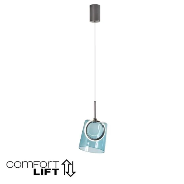 LED Pendelleuchte 1 flammig Metallfarbe Kaffee-blau höhenverstellbar