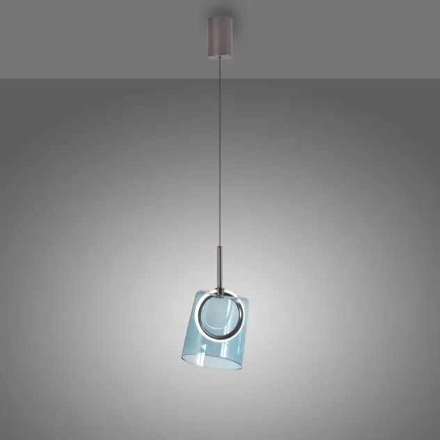 LED Pendelleuchte 1 flammig Metallfarbe Kaffee-blau höhenverstellbar