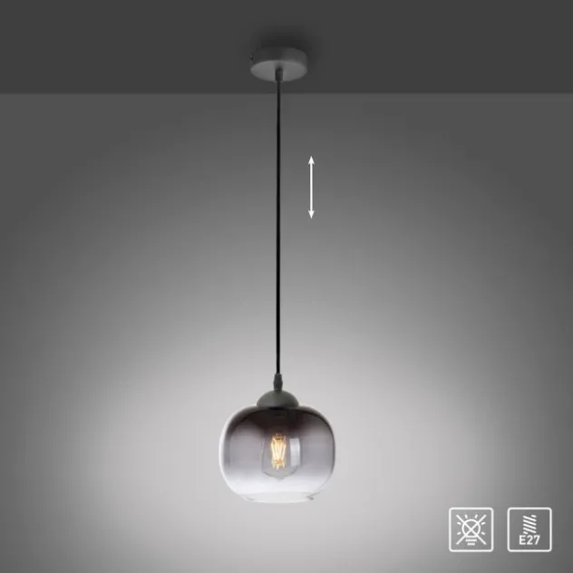 LED Pendelleuchte 1 flammig schwarz Rauchglas modern Wohnlampe
