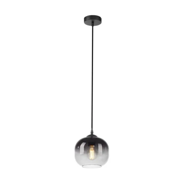LED Pendelleuchte 1 flammig schwarz Rauchglas modern Wohnlampe