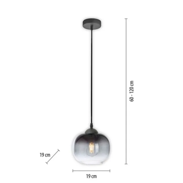 LED Pendelleuchte 1 flammig schwarz Rauchglas modern Wohnlampe