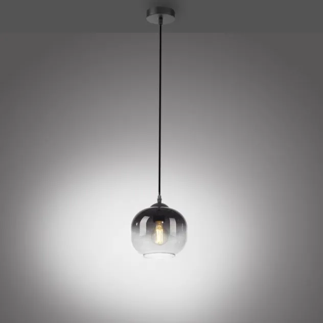 LED Pendelleuchte 1 flammig schwarz Rauchglas modern Wohnlampe