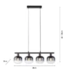 LED Pendelleuchte 4 flammig schwarz Rauchglas modern Wohnlampe