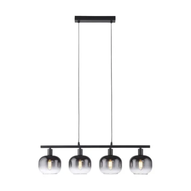 LED Pendelleuchte 4 flammig schwarz Rauchglas modern Wohnlampe