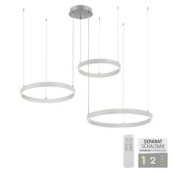 LED Pendelleuchte 3 flammig silber Up- Downlight dimmbar Fernbedienung