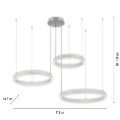 LED Pendelleuchte 3 flammig silber Up- Downlight dimmbar Fernbedienung