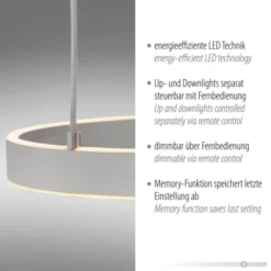 LED Pendelleuchte 3 flammig silber Up- Downlight dimmbar Fernbedienung